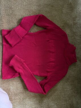 DKNY Ribbed Magenta Turtleneck Sweater